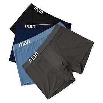 Boxer pour hommes 4 pièces évacuant l'humidité Coffre uni Sous-vêtements à taille élastique Shorts assortis de couleur unie Option BKBLLBGY XL