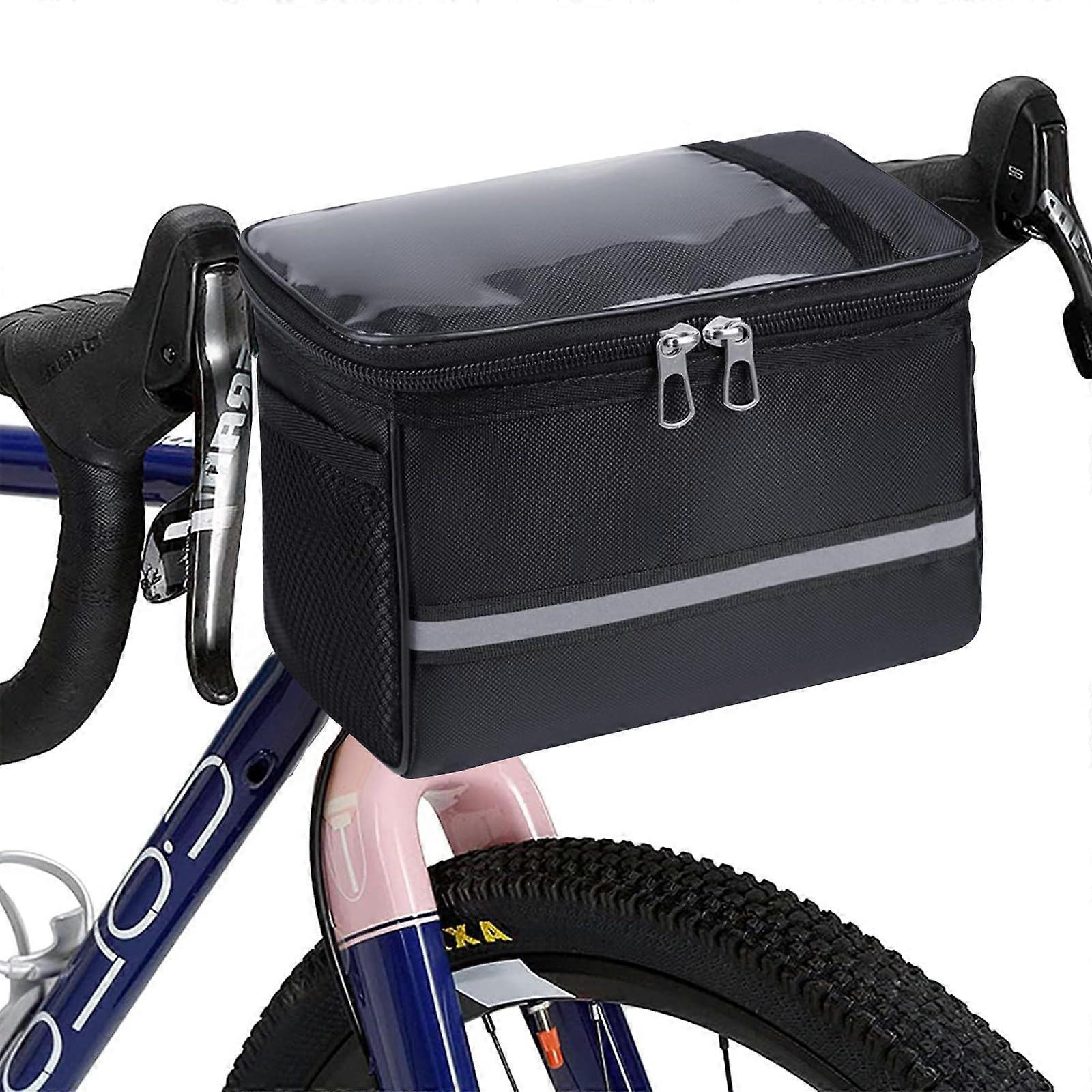 Bicycle Handlebar Bag and Handlebar Adapter, Bicycle Bag, Handlebar Bag and Mesh Bag, Touch Screen, for Electric Bicycles and Bicycles