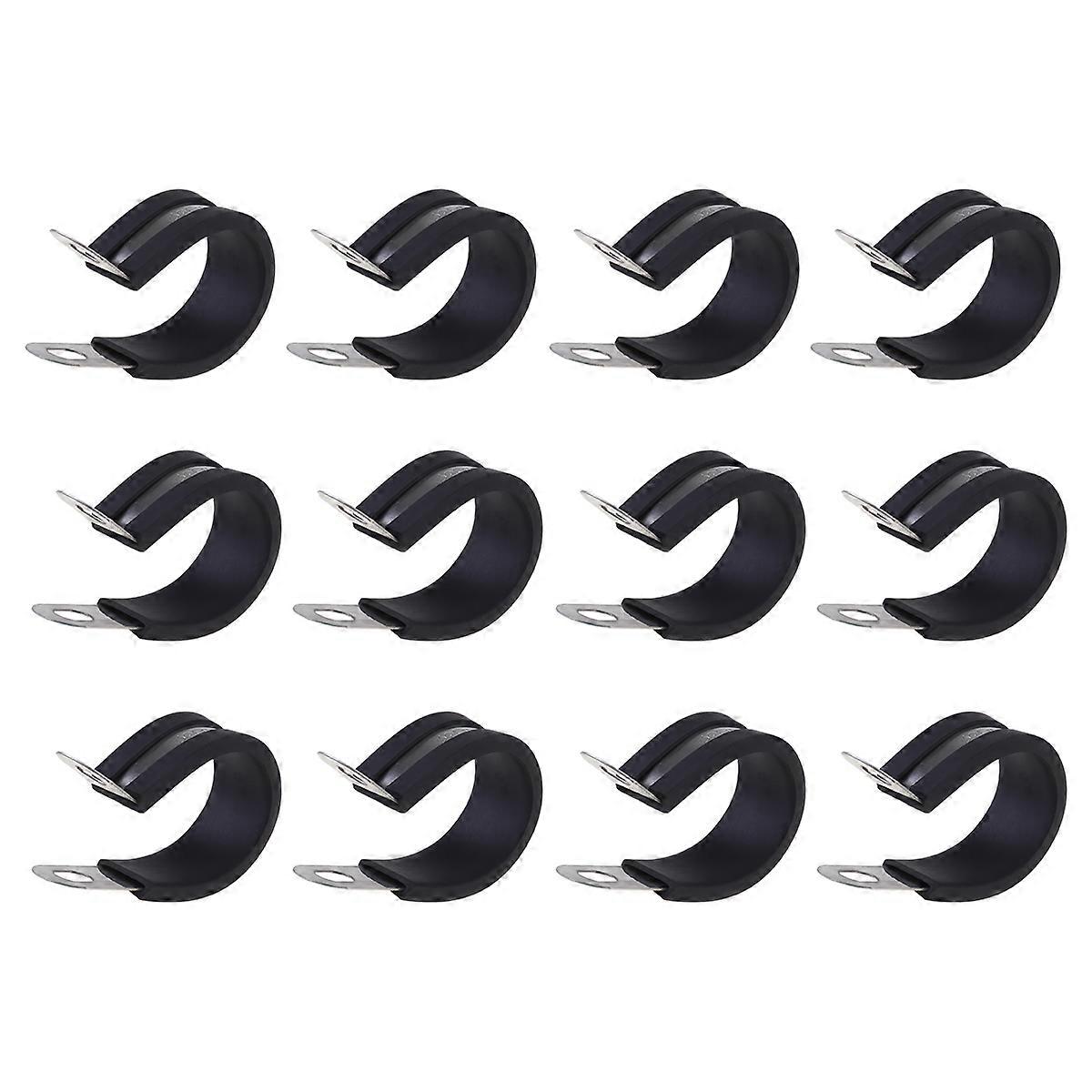 12pcs R Type Cable Clips, Durable Fixing Clamps for Wire Management, Black, Universal for Home, Factory, Automotive Use