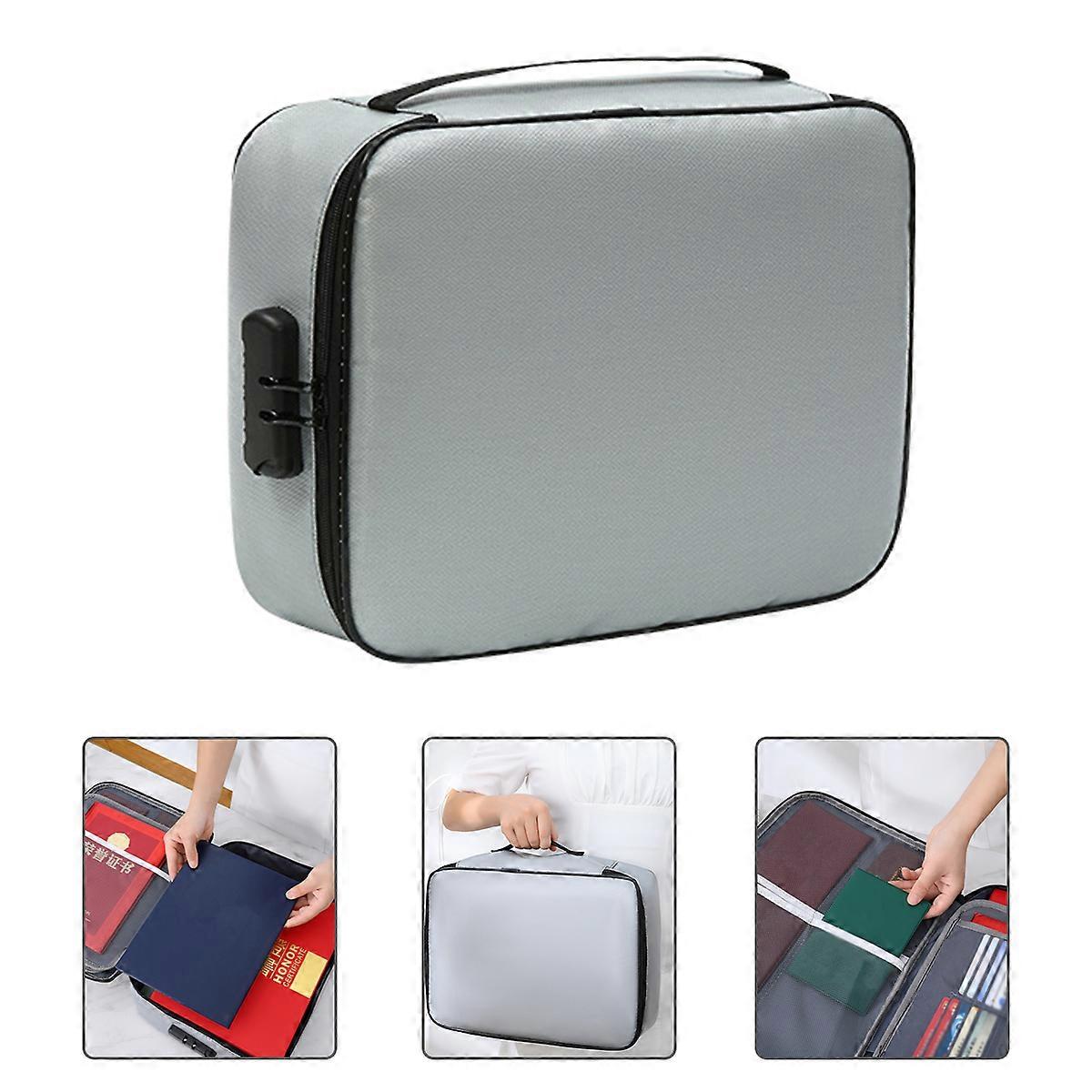 Travel Organizer Fireproof Document Bag File Storage Case Daily Use Rectangular Modern 1Pcs
