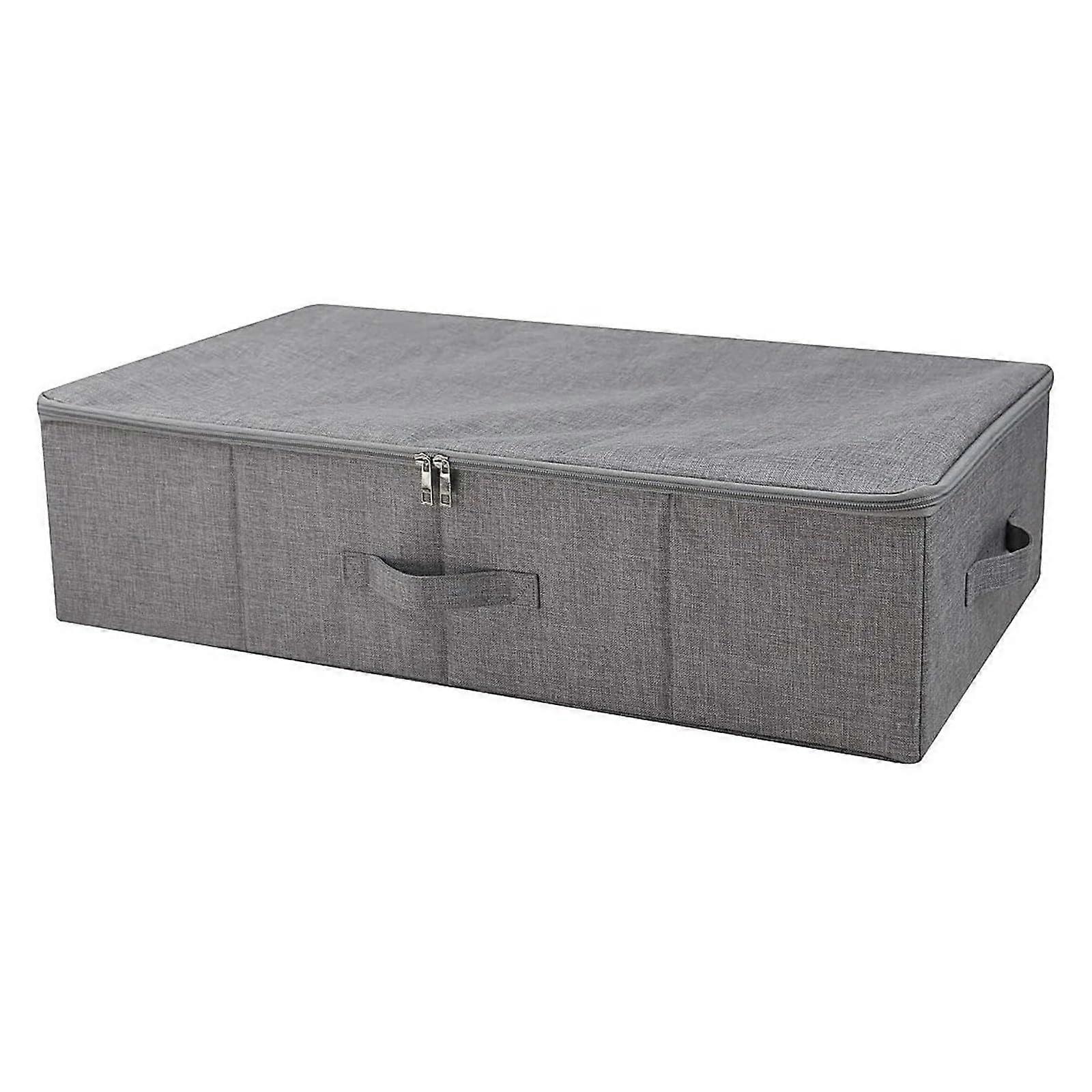 Foldable storage bags with 3 handles, sturdy fabric container for clothing gray
