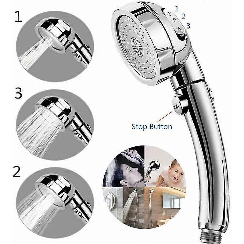 3-in-1 High Pressure Shower Head Handheld Shower Head with ON/OFF