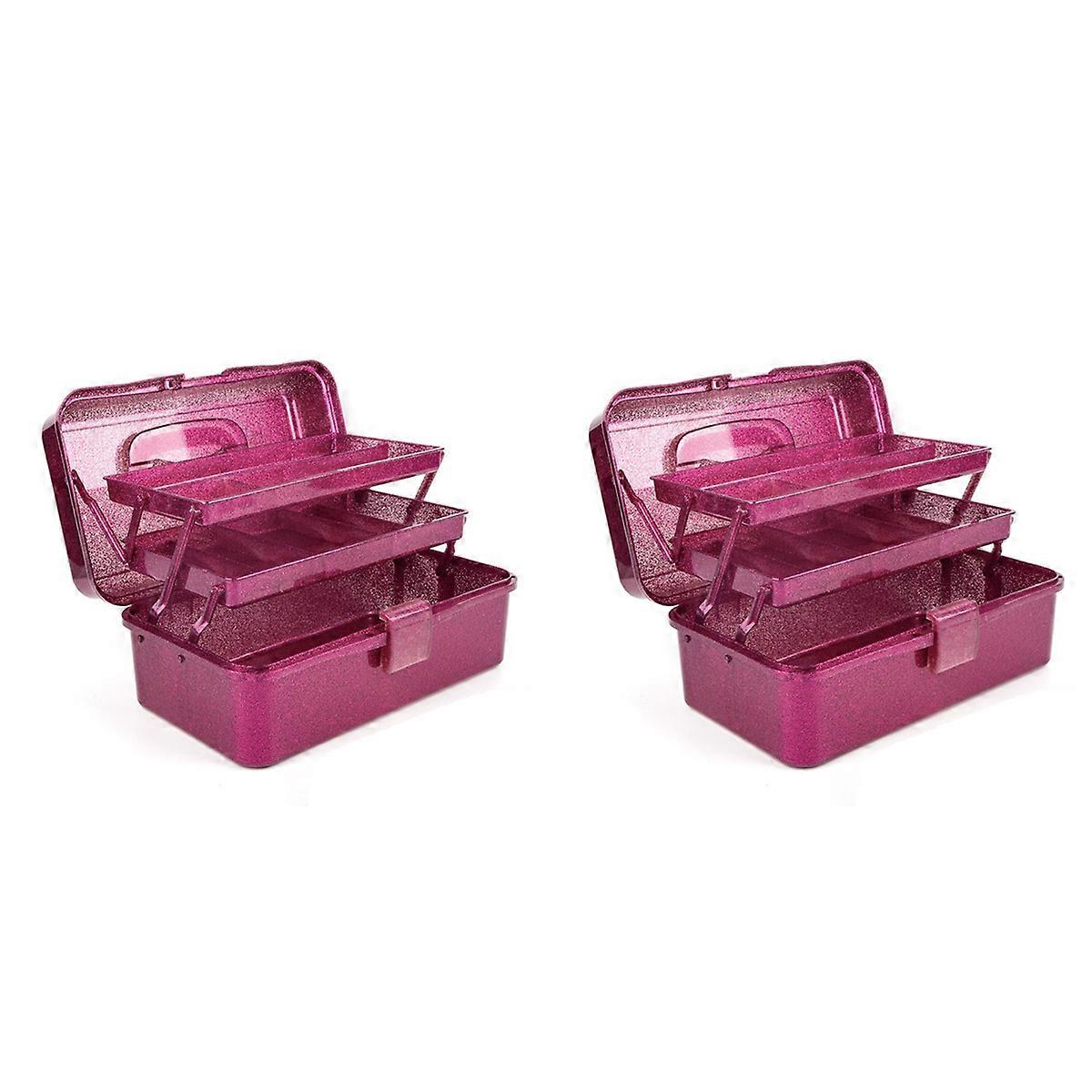 Glitter Pink & Craft Tool Storage Box, Stackable Carry Tackle Box