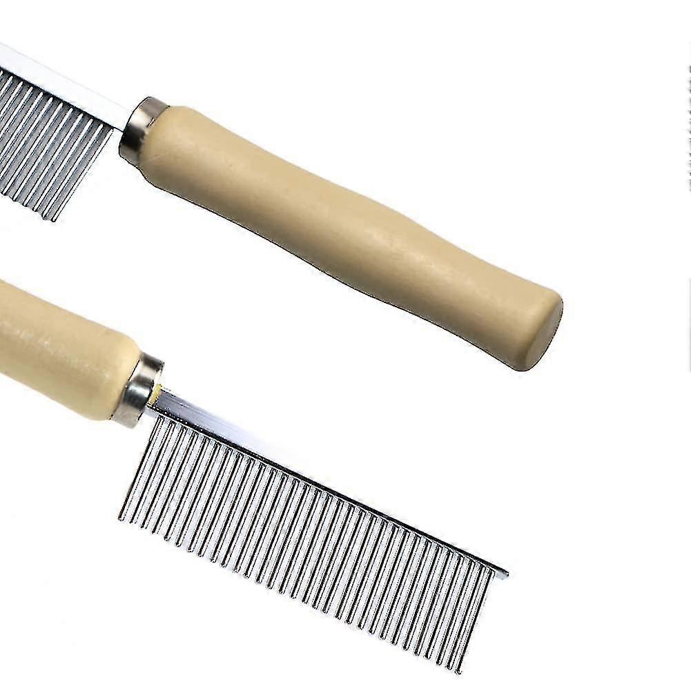Pet Cat Comb Wooden Handle Single Row Comb Double Row Comb