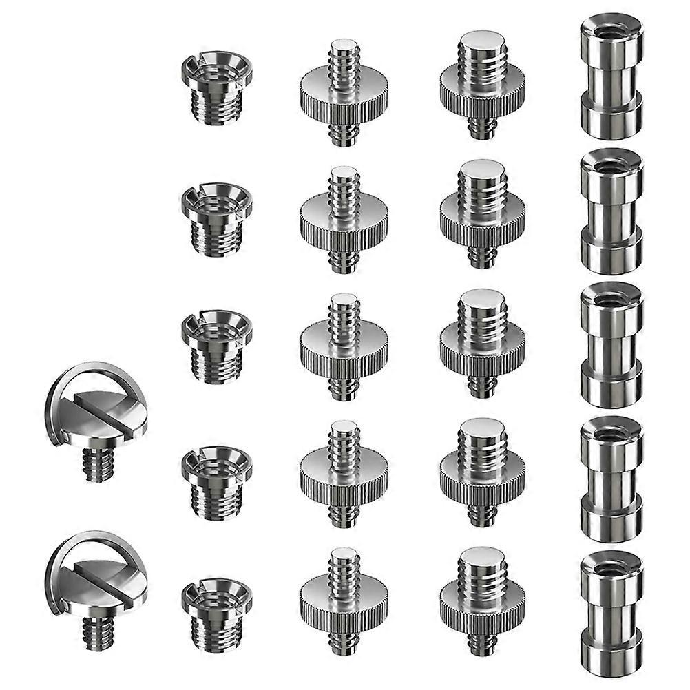 22pcs Camera Mounting Screw Set with Threaded Converter for Tripod Adapter, Compact Photo Rig Accessories, Double Head Studs Compatible with DSLR and