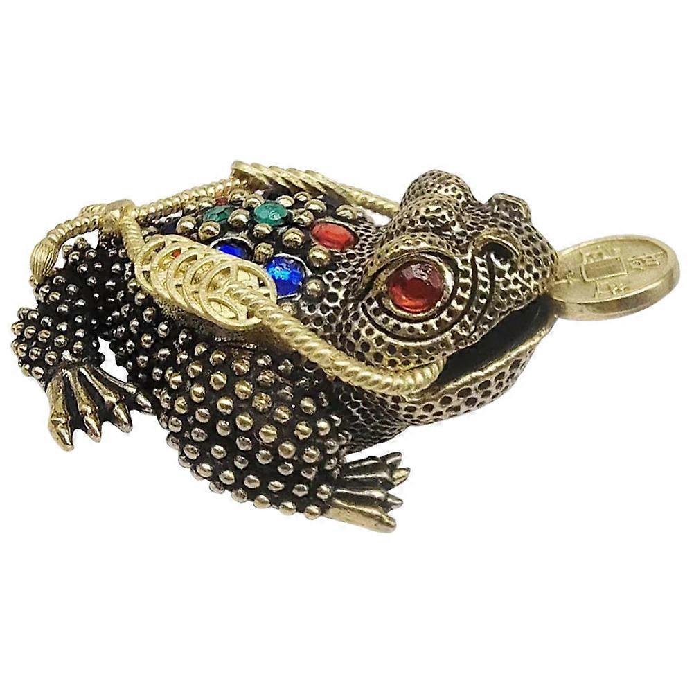 Brass Craft Toad Figurine Wealth Home Decoration 8.5x4.5cm Brass Handiwork 1Set