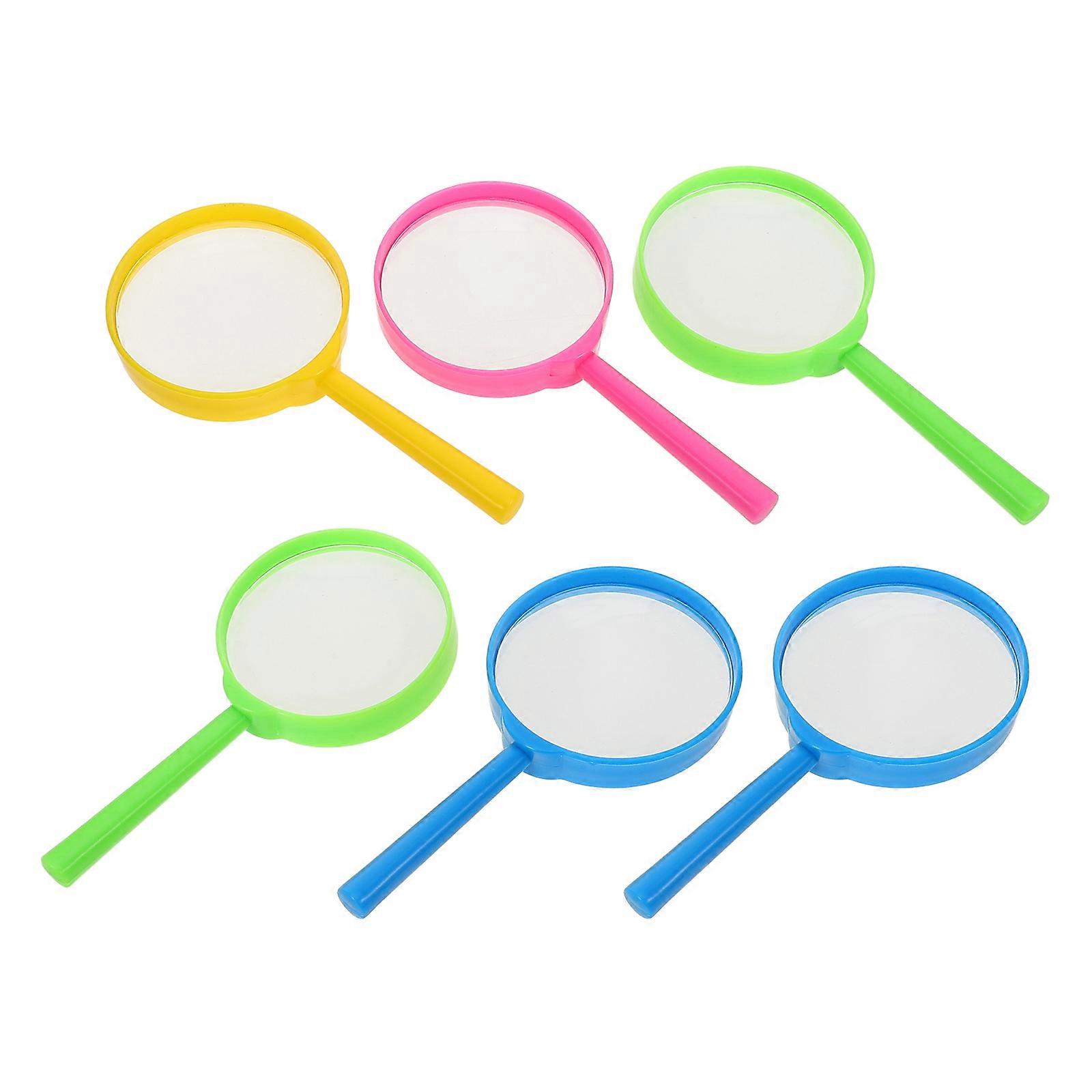 Plastic Magnifying Glass Handheld Portable Magnification Tools for Kids 6Pcs