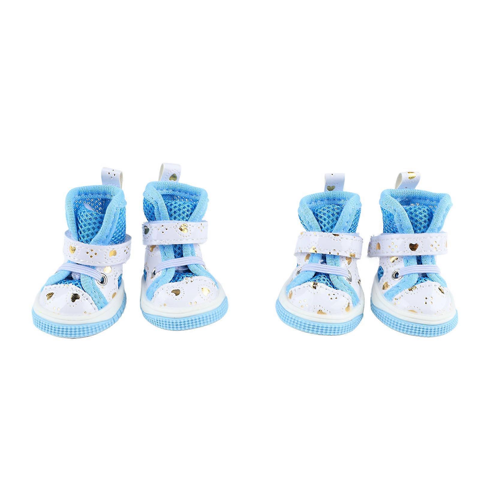 Dog Sports Shoes Breathable Prevent Slip Comfortable Pet Dog Hiking Booties for Small Dogs Puppy 4Pcs Blue Type 3