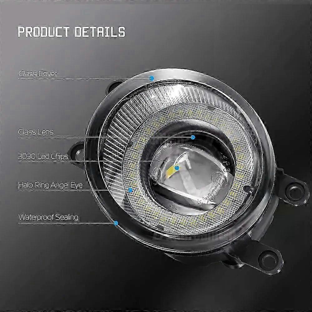 Compatible 1 Pair 30W Car Front LED Glass Lens Fog Light Angel Eye DRL Daytime Running Lamp 12V For Scion tC 2011 2012 2013 2014 2015 2016