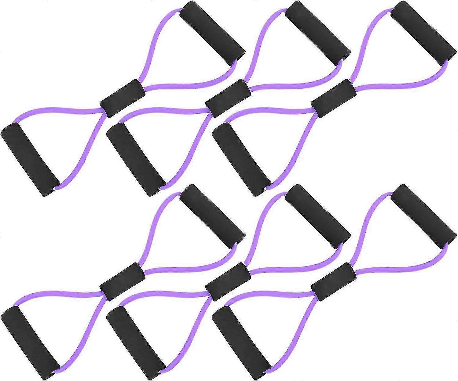 6個の抵抗運動バンド、家庭およびジム用のハンドル付き8の字フィットネス抵抗バンド