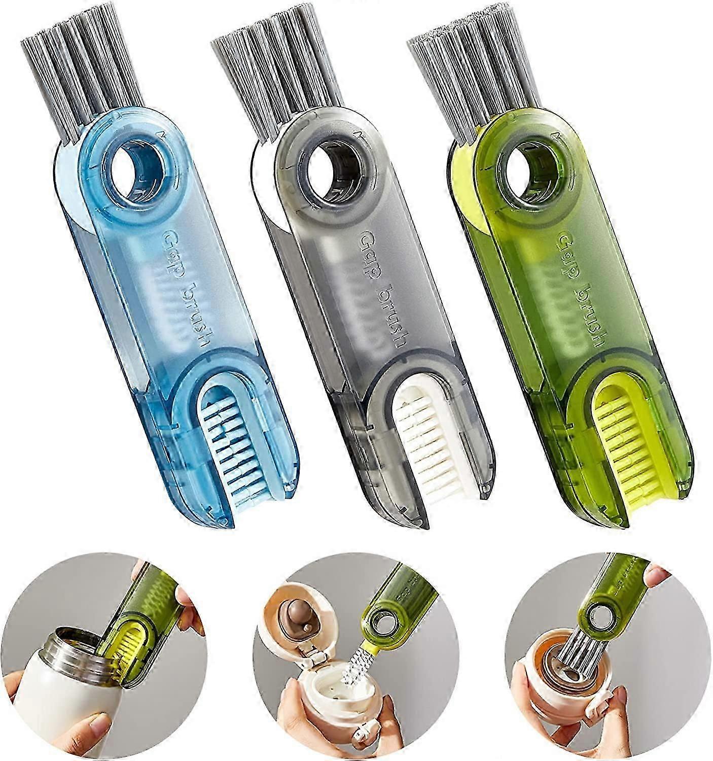 3Pcs 3 in 1 Multipurpose Bottle Gap Cleaner Brush, Bottle Brush Multi-Functional Insulation Cup Crevice Cleaning, Tools Bottle Brushes for Cleaning Cl