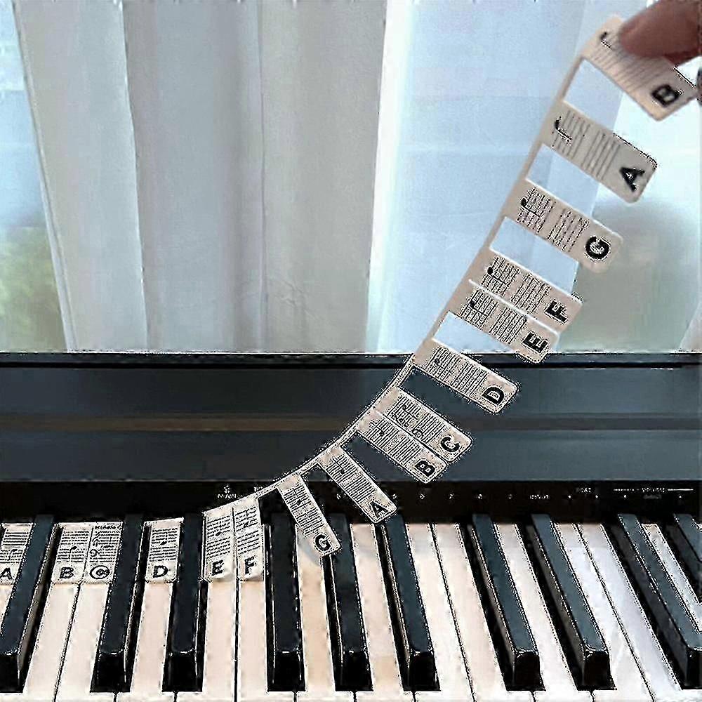 Removable Piano Keyboard Note Labels Reusable Silicone Stickers 88 Keys for Learners