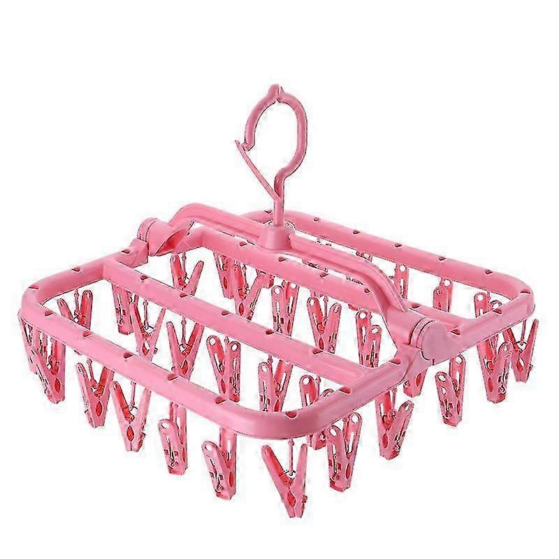 32-Clip Foldable Socks Drying Rack - For Underwear/Baby Clothes