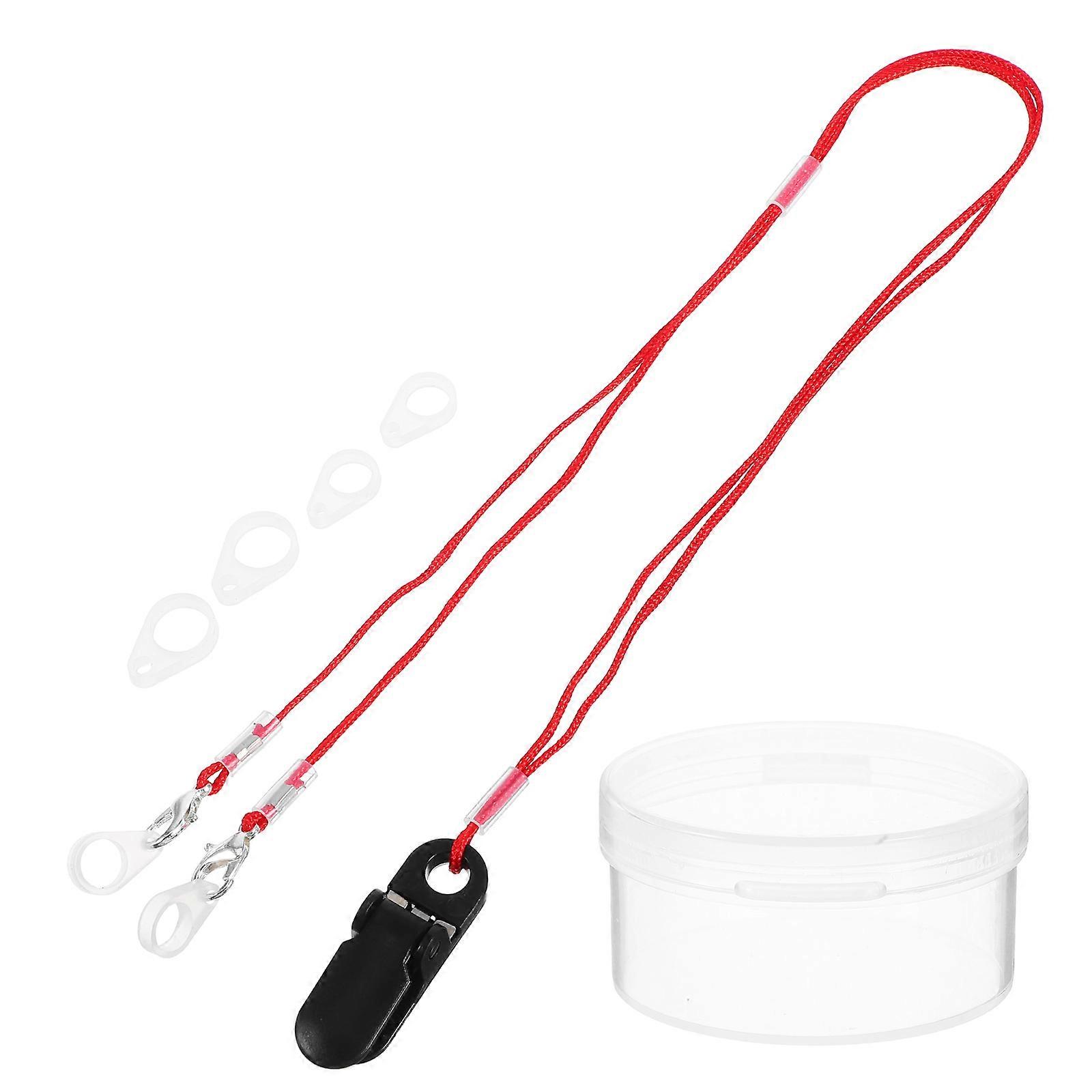 Hearing Amplifier Tether Cord With Clip Secure Fit For Hearing Amplifier Daily Use Red Silicone 1Set