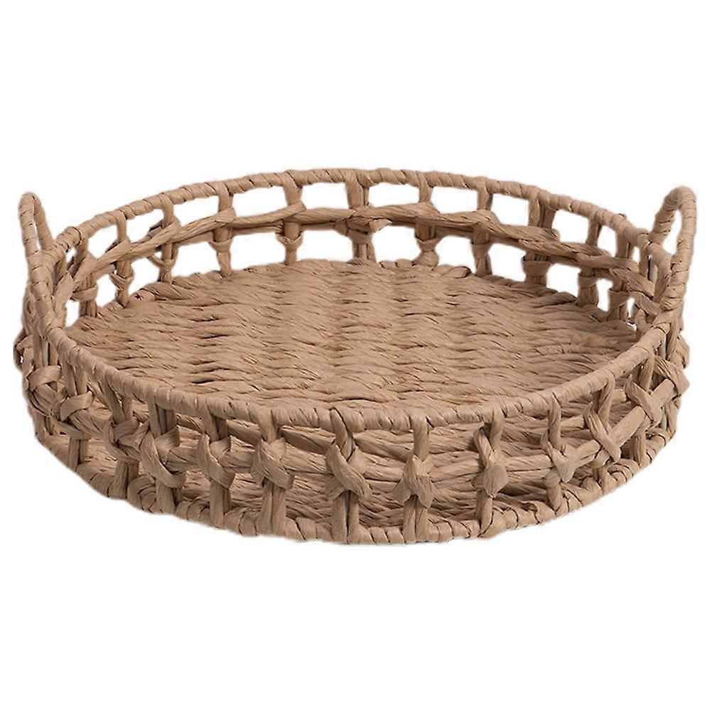 Tabletop Sundries Organizer Woven Basket Dining Table Use Rustic 29X29X6.5CM Display 1Pack