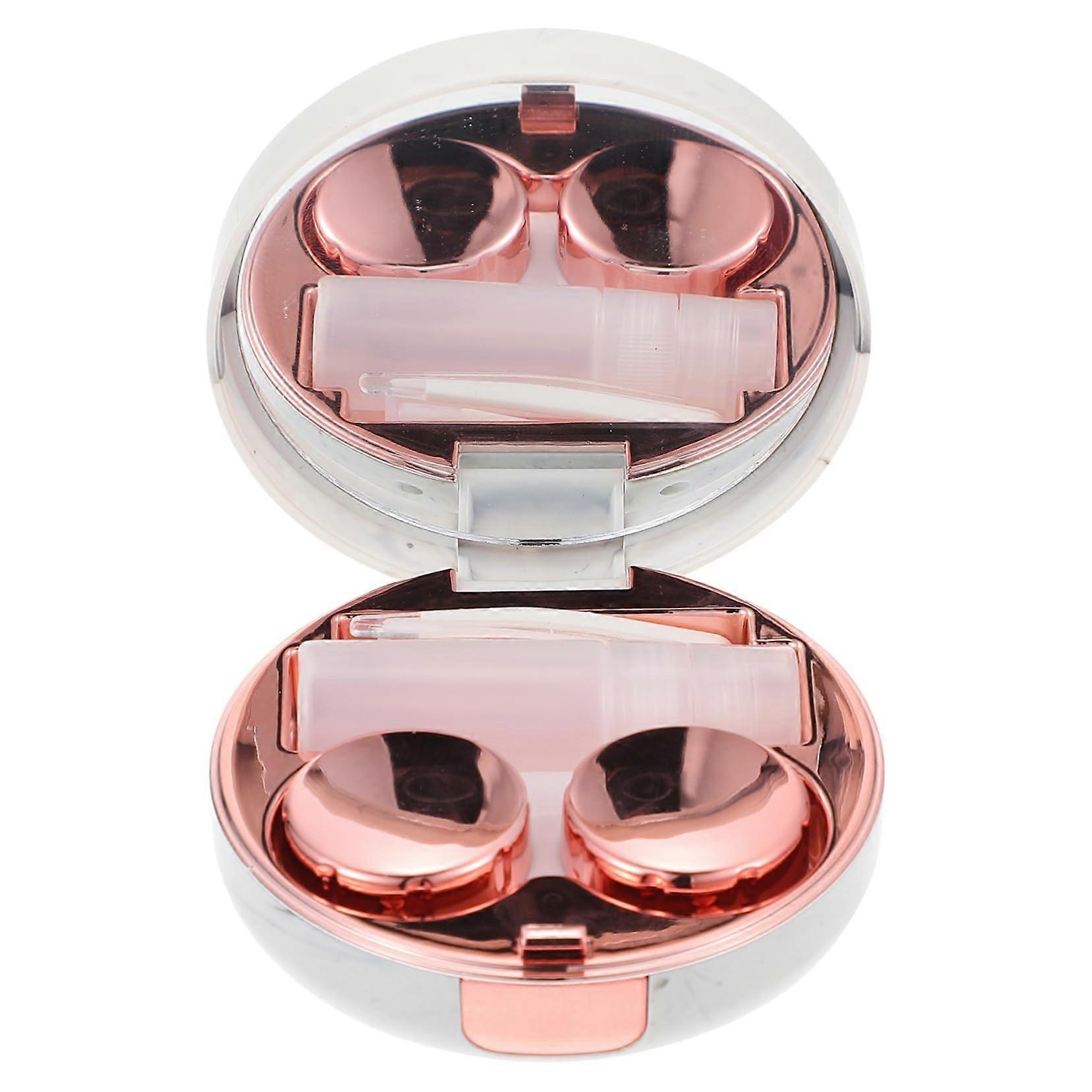 1piece marble pattern lens case, crafted storage box with mirror, travel case for lenses and onthego use