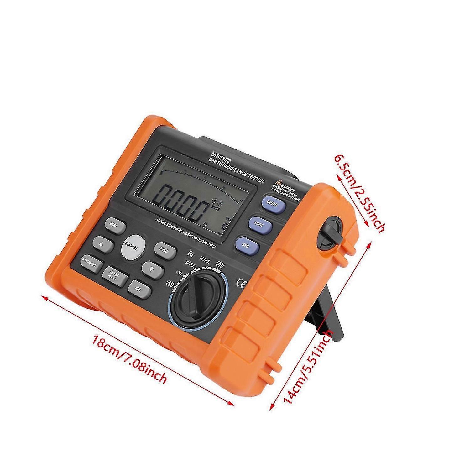 Ground Resistance Tester Backlit LCD Display Automatic Shutdown Earth Resistance Meter for Iron Tower Building 600V