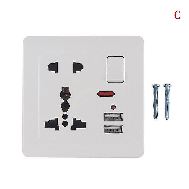Universal Wall Socket With Led Light Switch 5 Hole Usb Wall Power Socket
