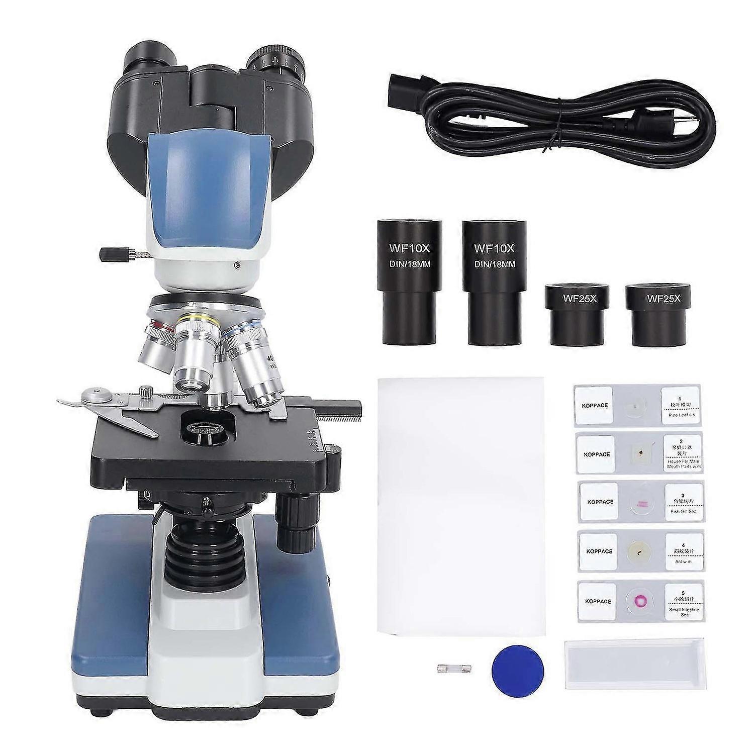 Binocular Microscope 40X To 2500X Double Layer Mechanical Stage Laboratory Compound Binocular Microscope AC85240V US Plug