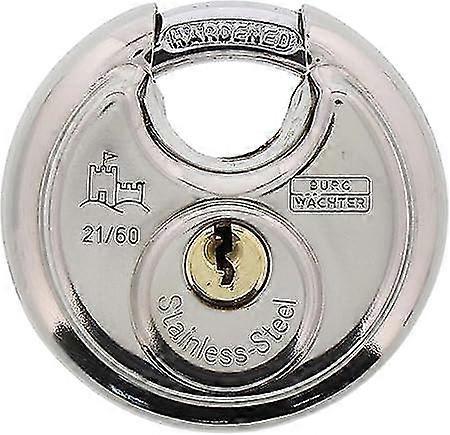 Round padlock, keyed padlock, 8 mm thick ring, round 21 60, silver