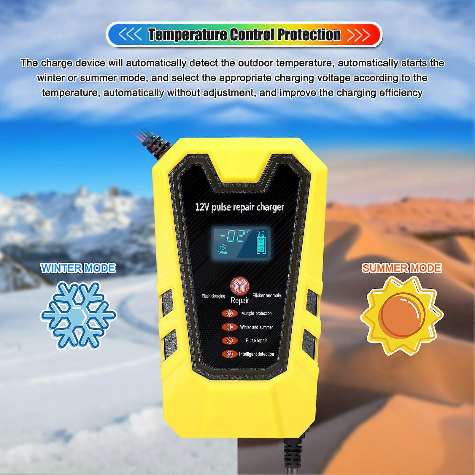12V6A Intelligent Battery Pulse Repairing Charge Device Trickle Chargers with LCD Digital Display for Car Truck SUV Motorcycle Boat
