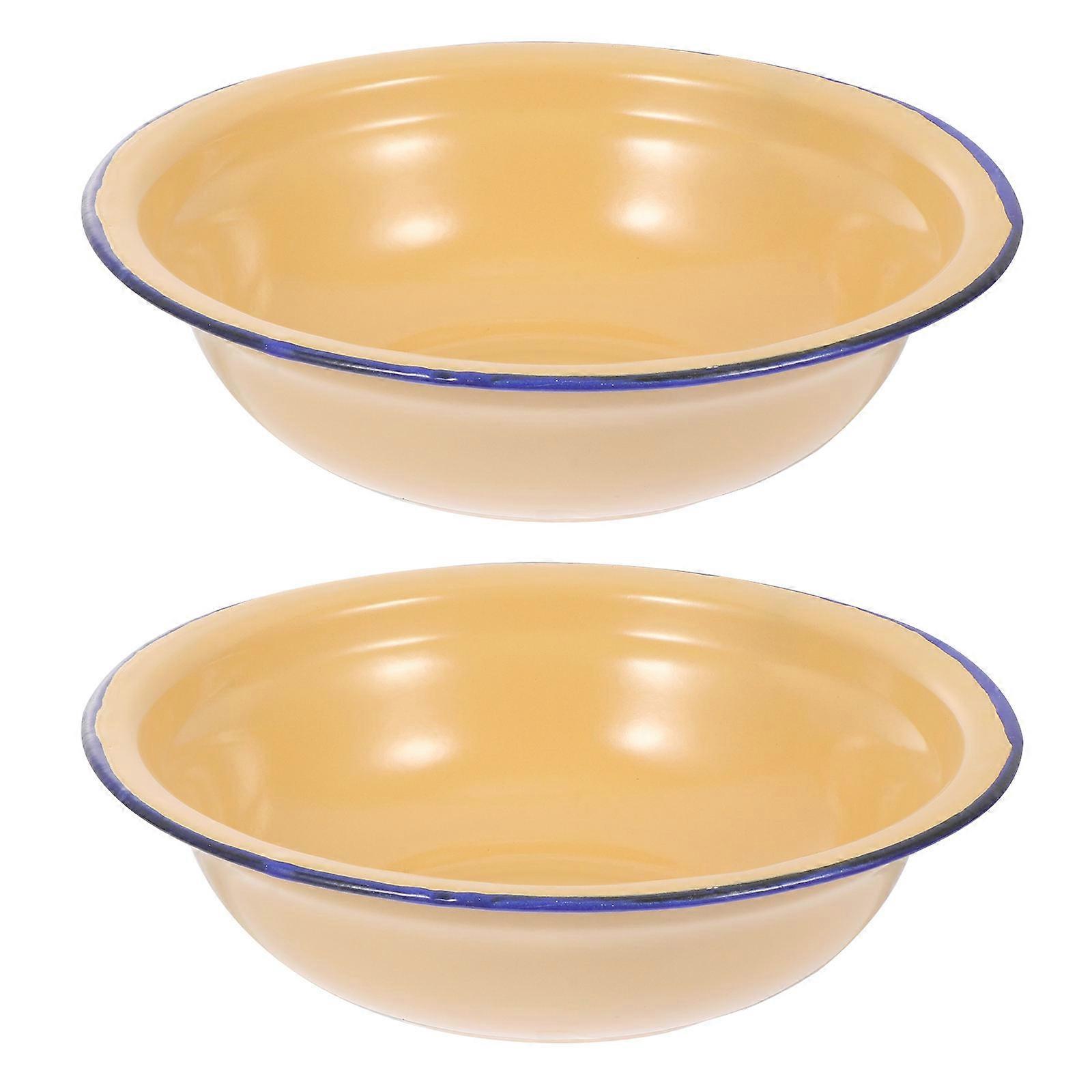 Thickened Enamel Basins Dishes Basin Storage Hotel Tableware 2Pcs