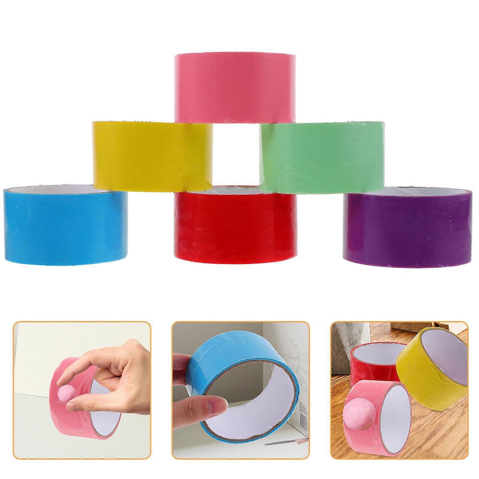 6 Rolls Bright Colored Sticky Ball Adhesive Tapes for DIY Creative Projects – Safe Materials, Enhances Hand Eye Coordination for Adults