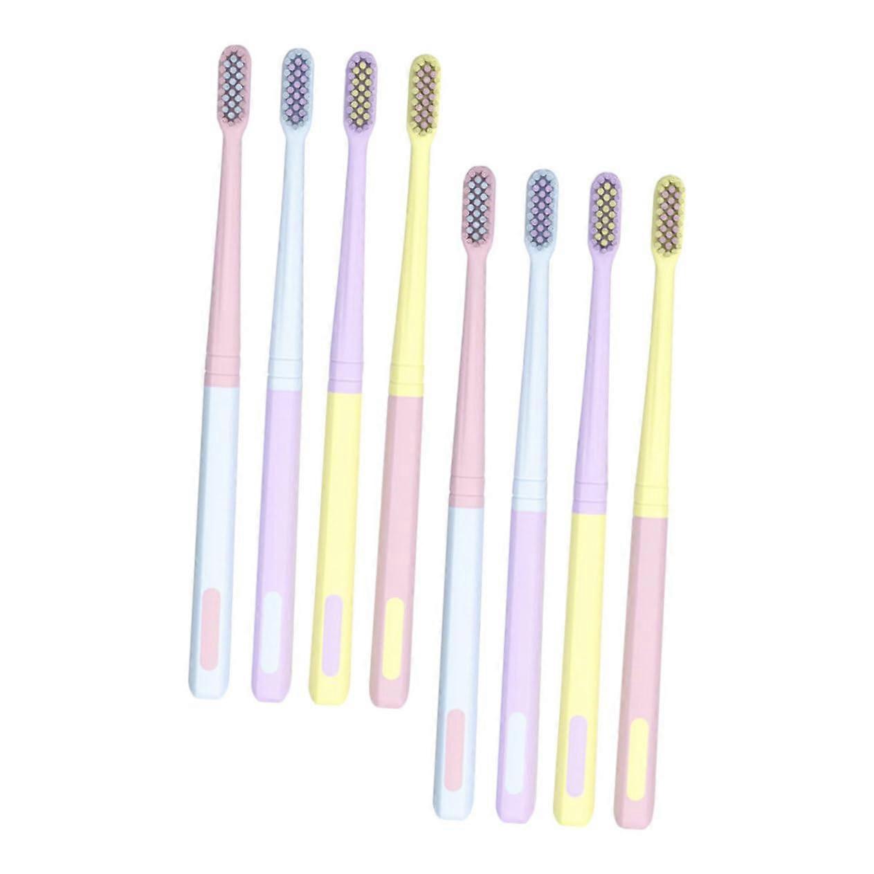 8-Piece Soft Bristle Toothbrush Set for Adults - Gentle Cleaning Travel Toothbrushes for Daily Oral Care at Home