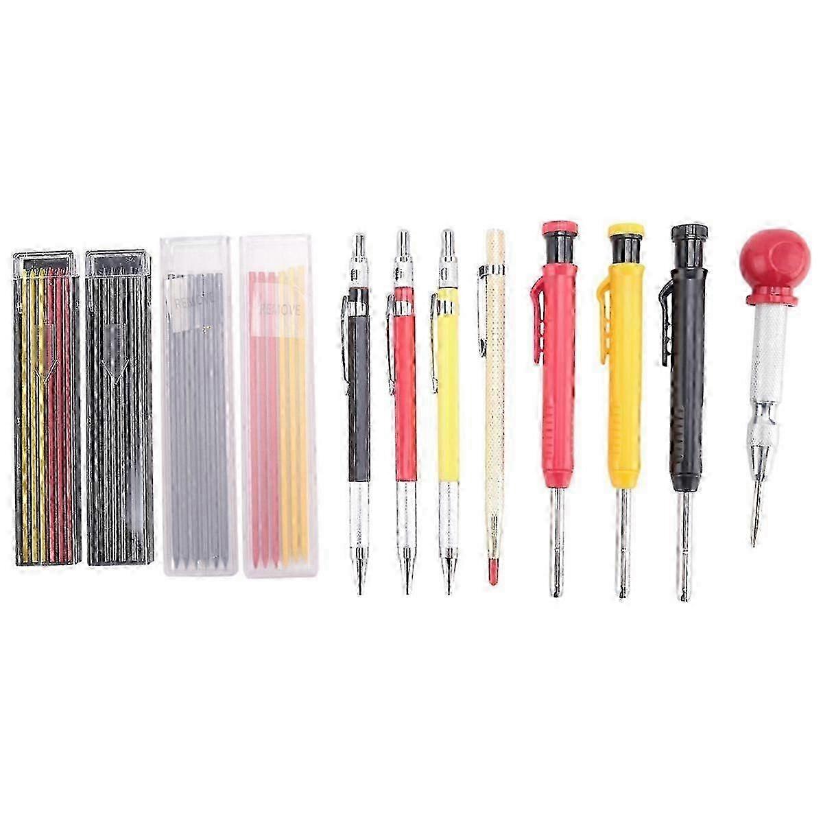 Mechanical Carpenter Pencils Set with Marker Refills, Carpenter Carbide Scriber Tool Woodworking Pencils Marker Tools js