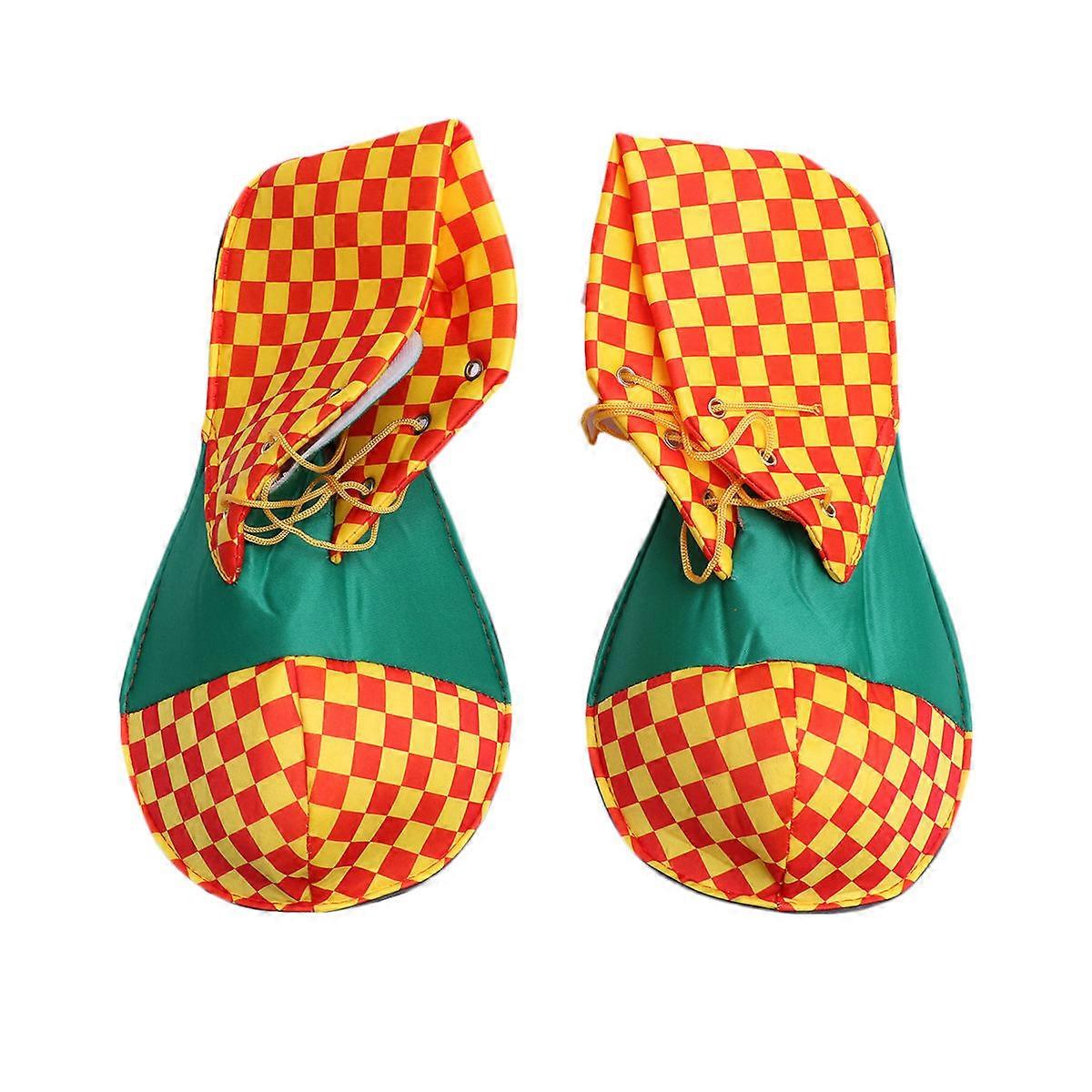 Halloween Costume Clown Shoes Adjustable String Tie Multi Color For Men Women Average Size 2Set