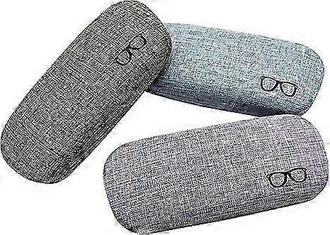 3-Pack Hard Shell Eyeglass Cases with Linen Fabric for Protection