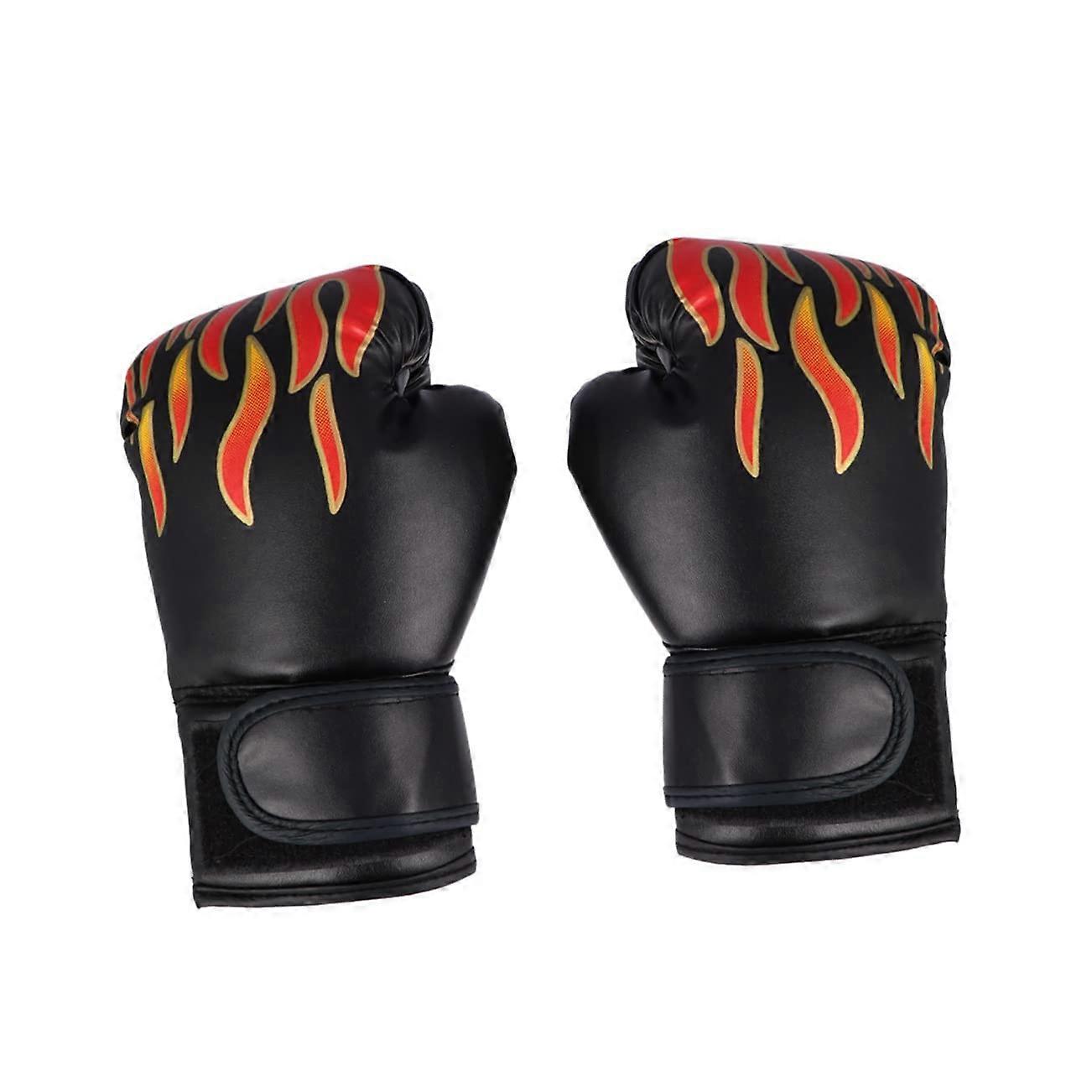 Boxing Gloves with Flame Pattern and Pads, Training Gloves for Taekwondo and Kickboxing, Random Colour