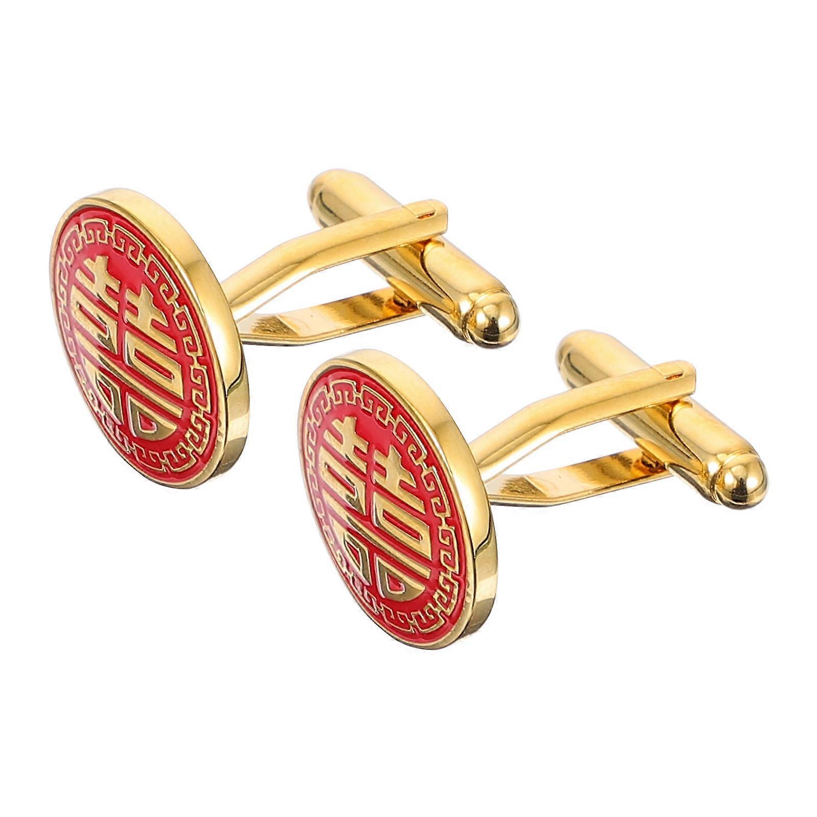 Elegant Copper Cuff Links Set in Red Perfect for Wedding Decor and Special Occasions 1 Pair
