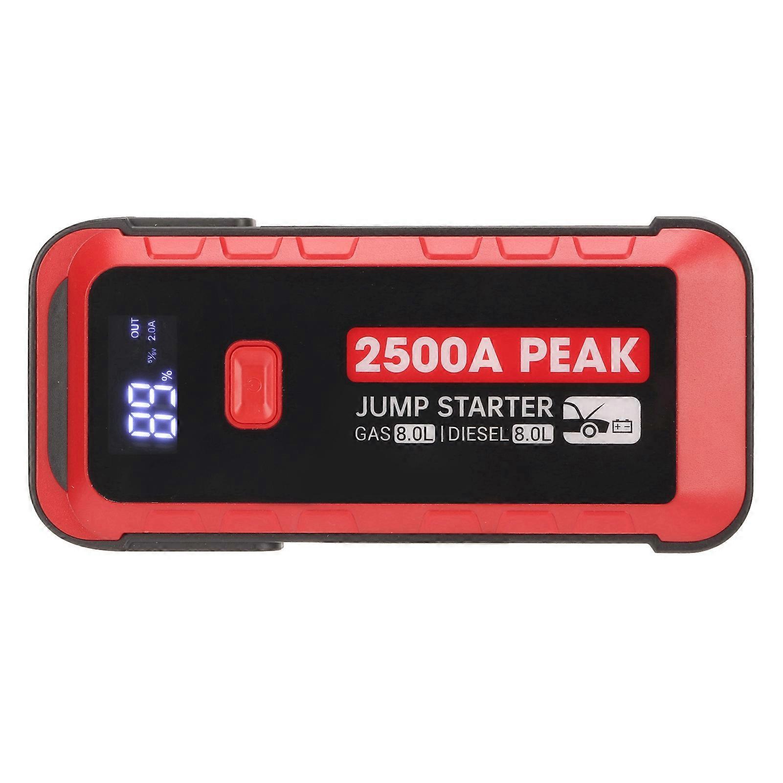 Car Battery Jump Starter 2500A 25800mAh USB Fast Charge LCD Display Portable Jump Starter for 12V Vehicle Camping 