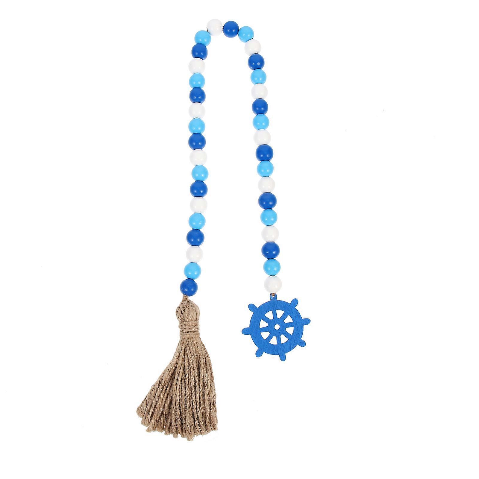 Beaded Garland with Tassel Coastal Style Wall Hanging Decor for Home Office Party Easy Installation Elegant Design Space Decoration
