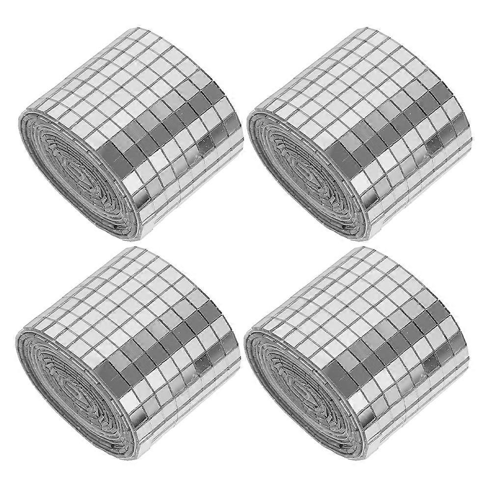 4 Rolls Clear Square Flat Back Mosaic Tiles for Craft DIY Supplies