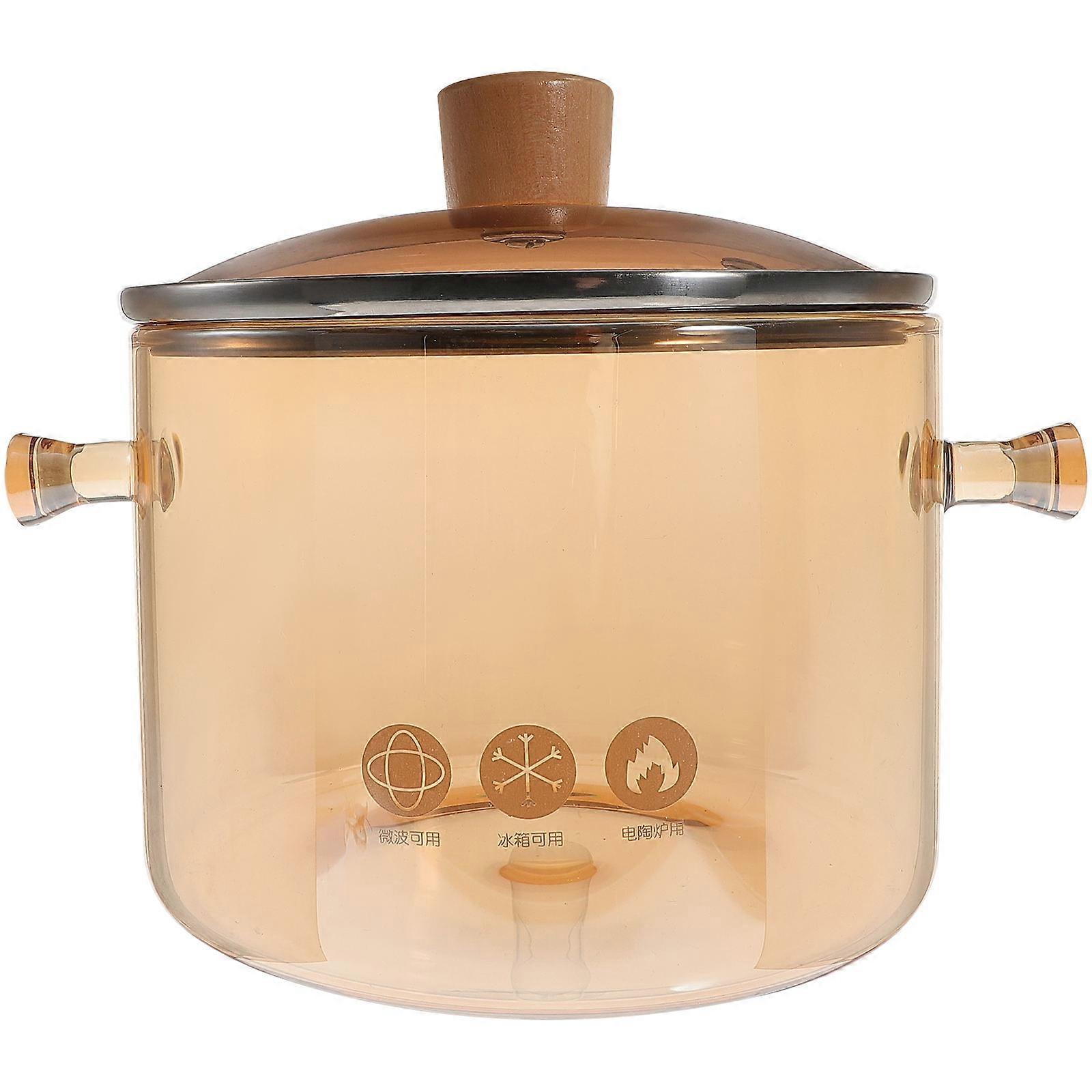 Food Stew Pot Clear Glass Cooking Pot With Lid Vegetable Cooking 1Pack