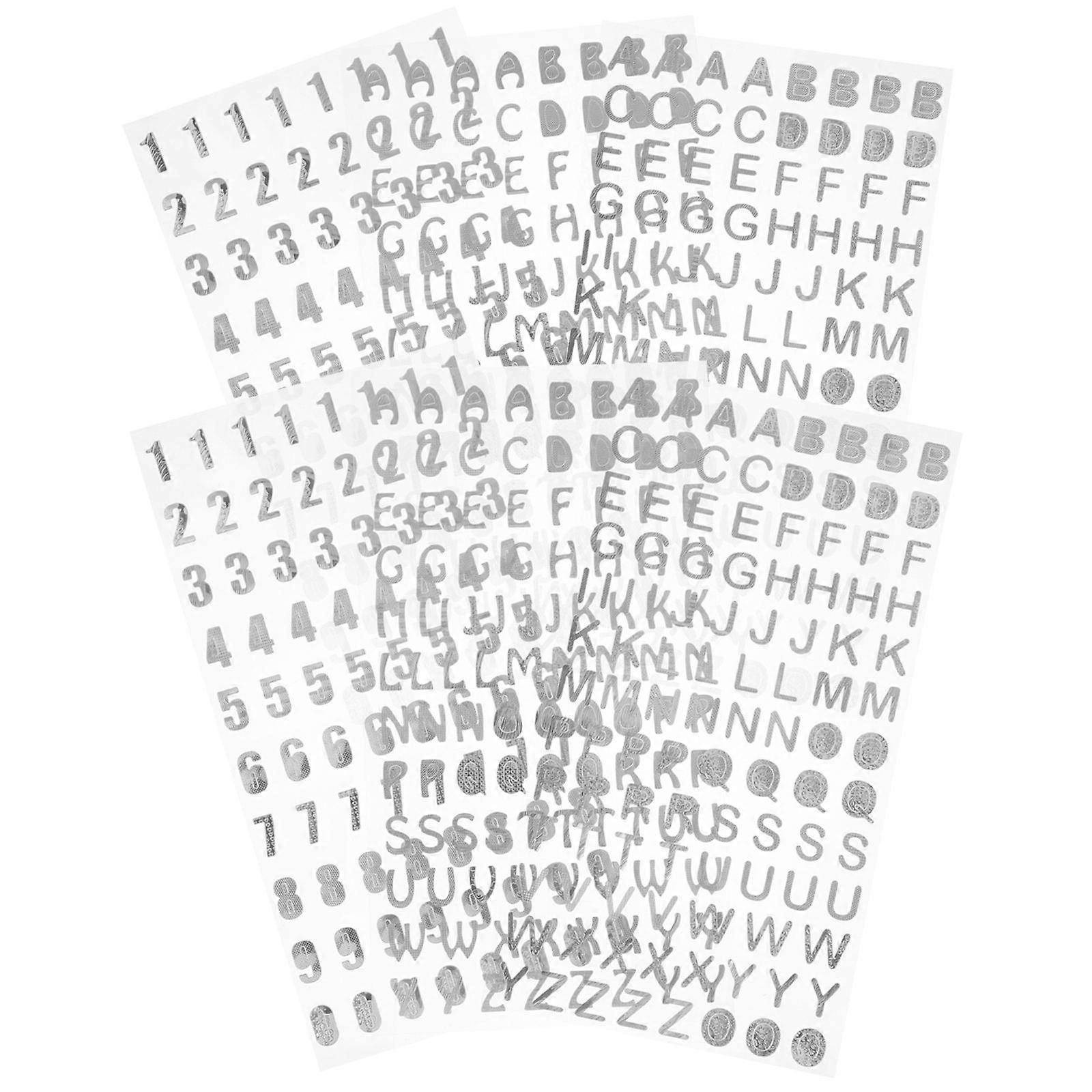 6 Sheets Stamping Alphabet & Number Stickers for DIY Scrapbooking, Calendar Making, and Handicraft Projects – Creative Adhesive Decals for Photo