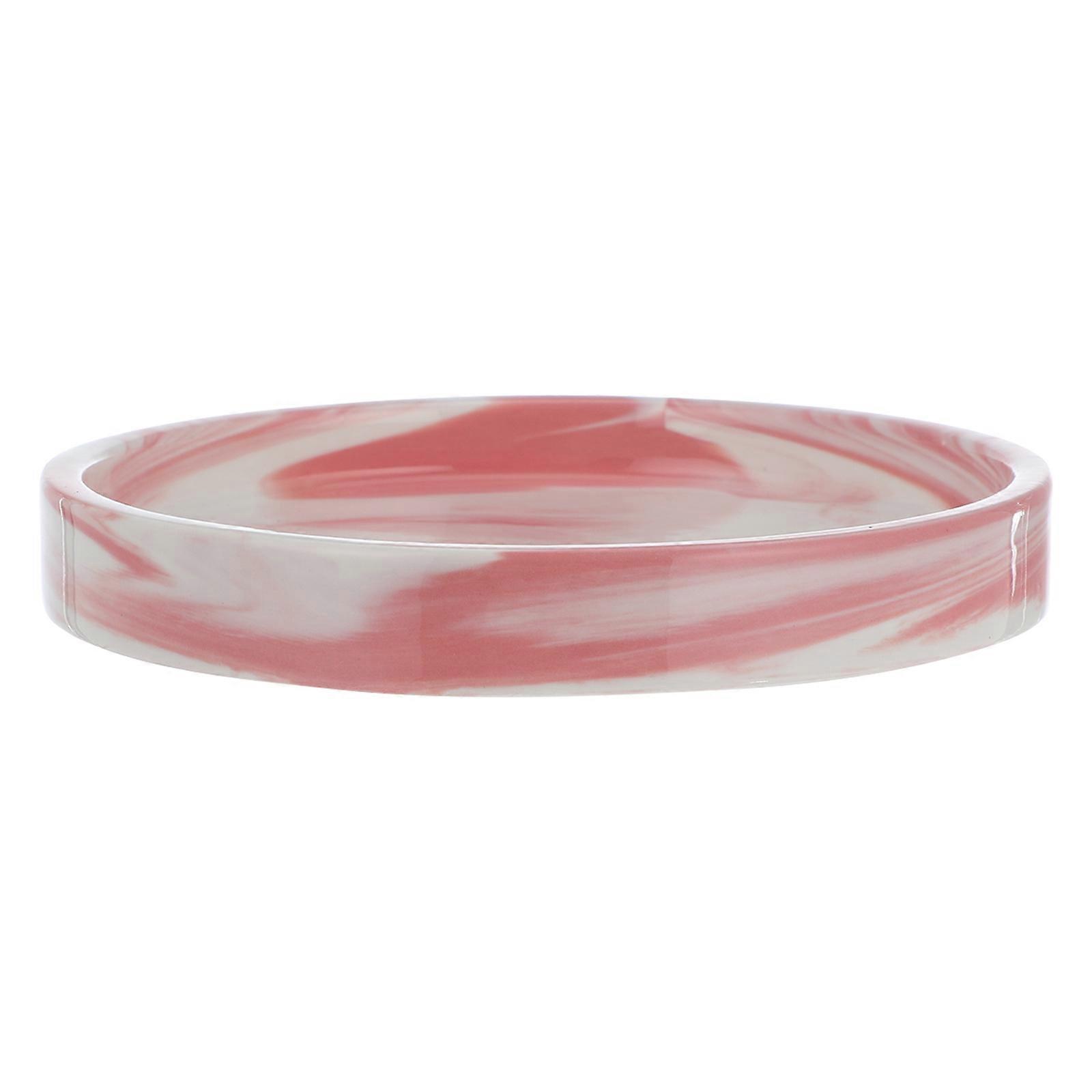 Decorative Plate Ceramic Material Pink Round Shape For Home Users Bathroom Item 7 Inches 1Pc