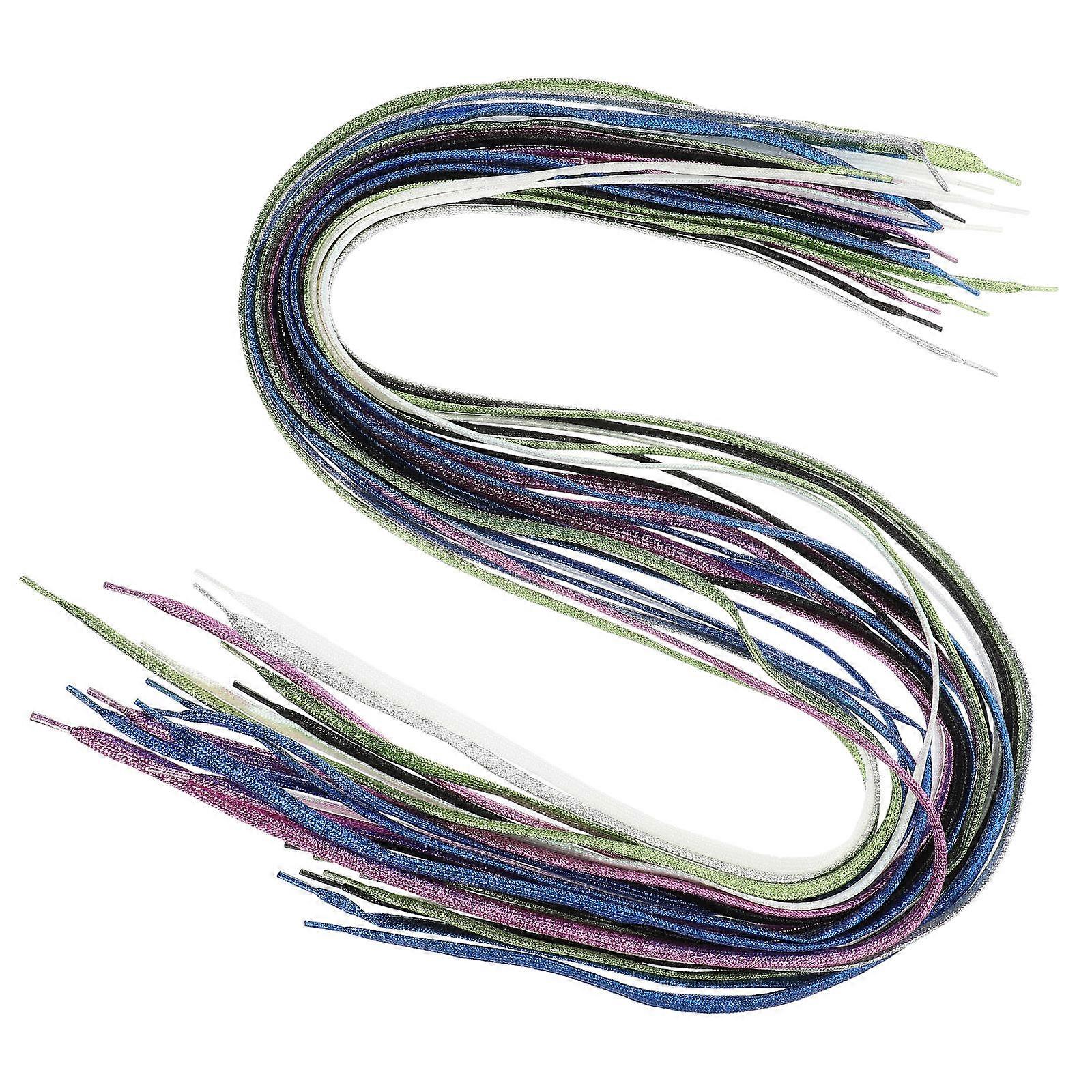 Silver Onion Pearlescent Flat Shoelaces Durable Colorful Laces for Sneakers & Casual Shoes, Sparkling Replacement Strings for Men & Women, Random
