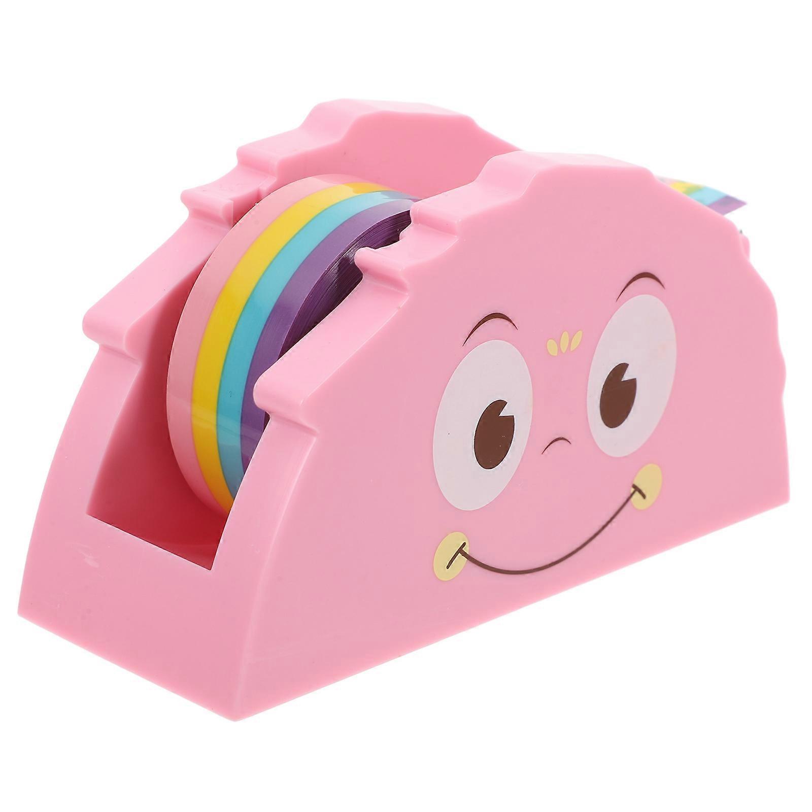 Cute Pink Cartoon Monster tape Dispenser for Kids Desk with Stable Base and Easy Replacement 1 Set