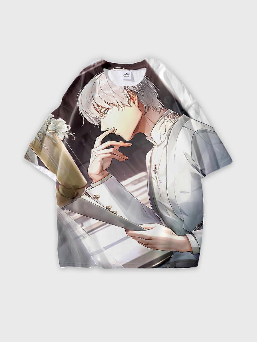 T-shirt round neck Role Pattern loose short sleeve B1389