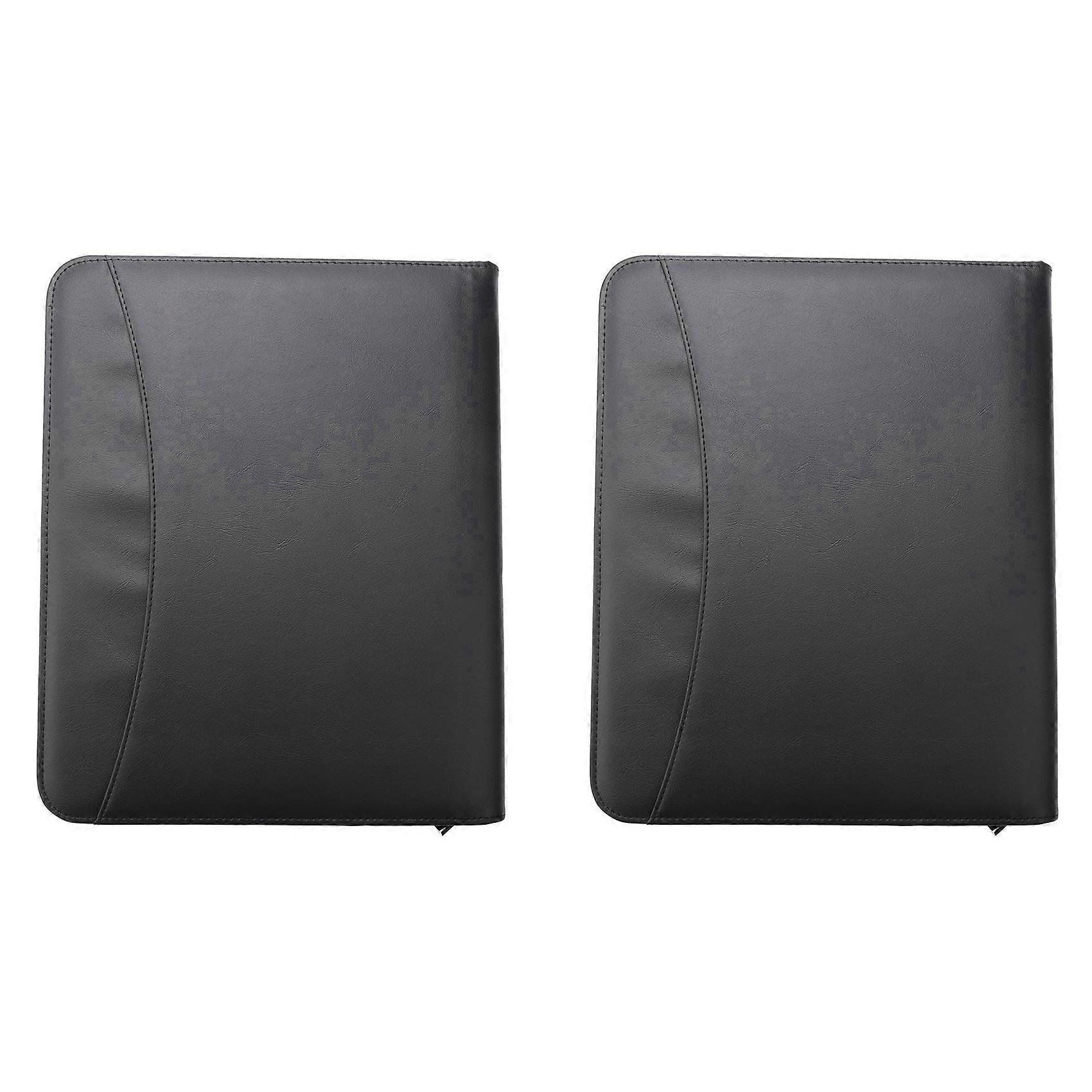 2X Vegan Leather Folder Zippered Closure Portfolio for Business /Table and Card Interview Resume Bin