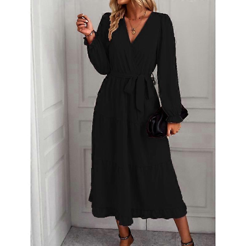 Spring Women's Solid Colour Swing Casual Dress Long Dresses