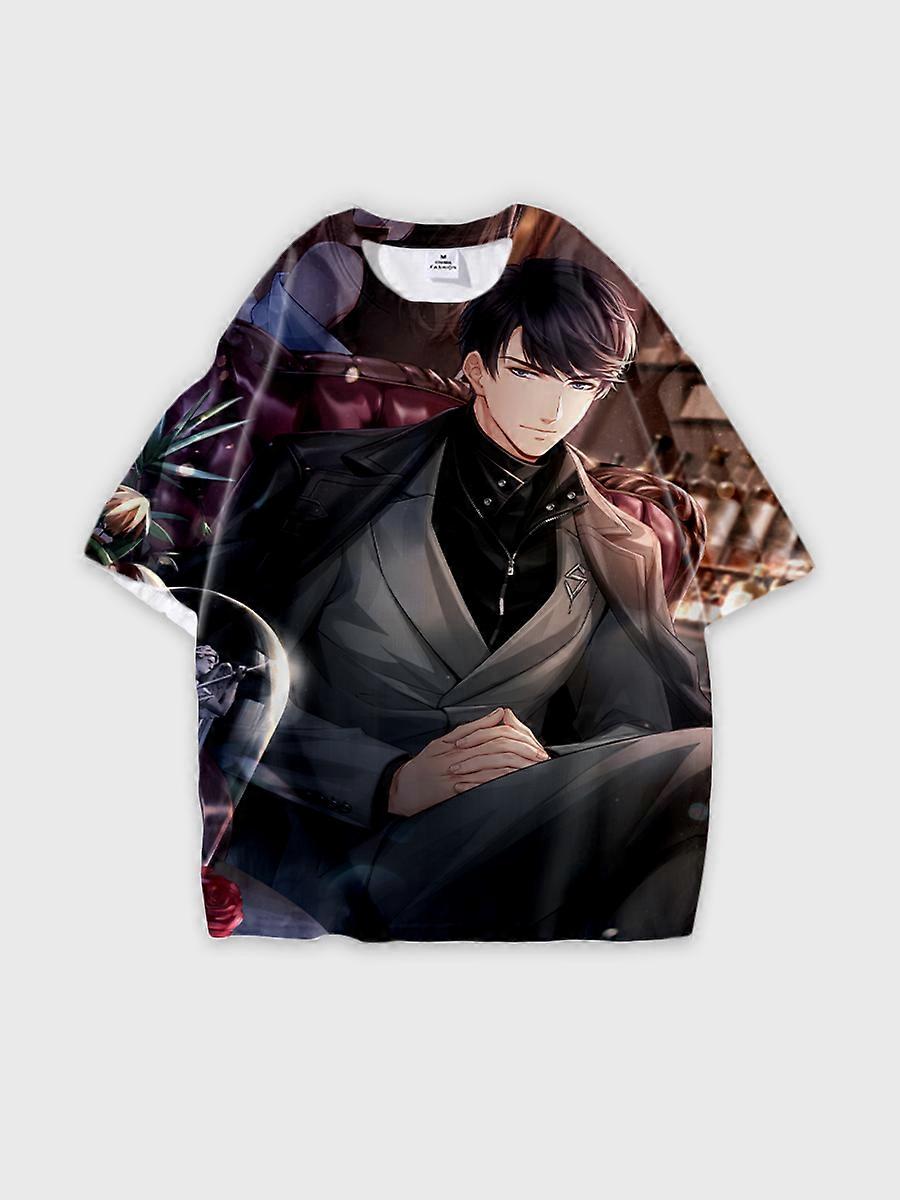 T-shirt round neck Role Pattern loose short sleeve E1208