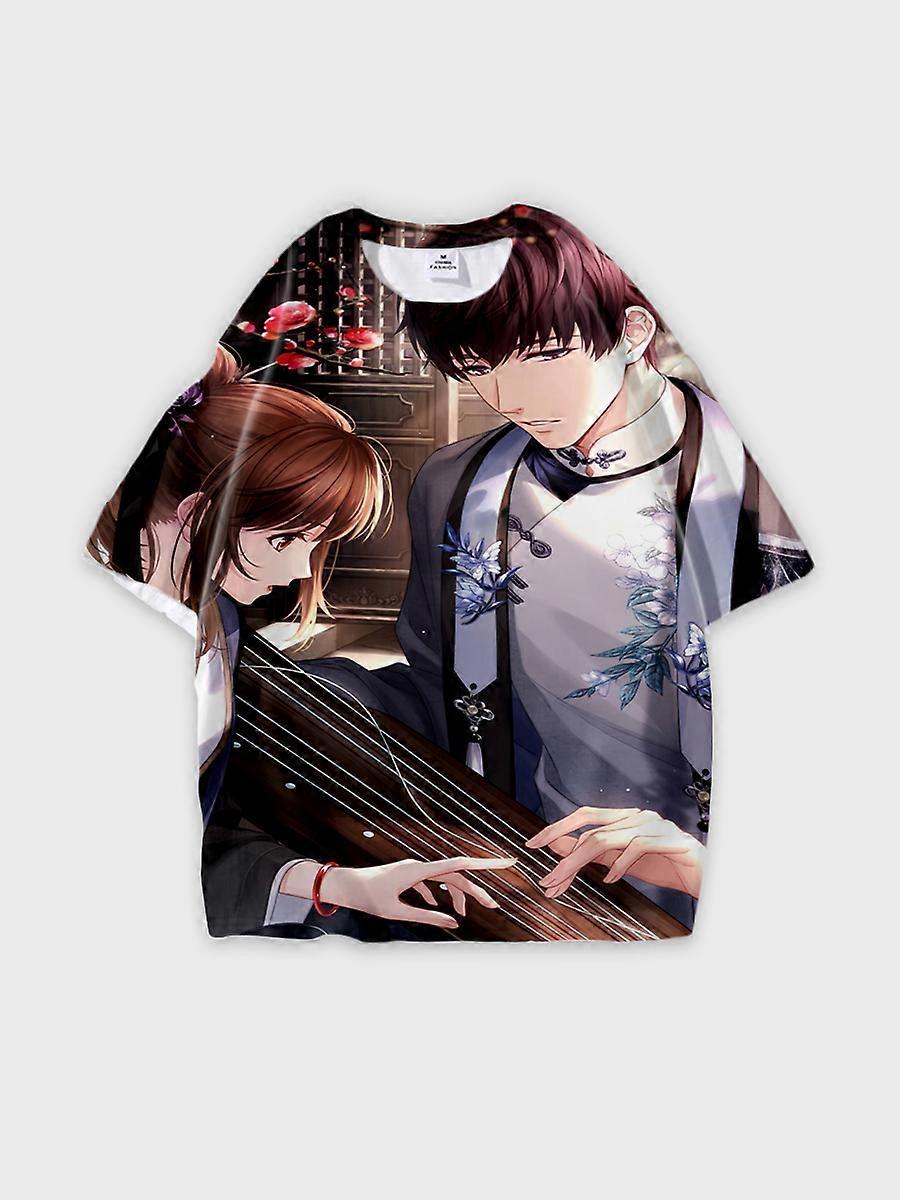 T-shirt round neck Role Pattern loose short sleeve E1346