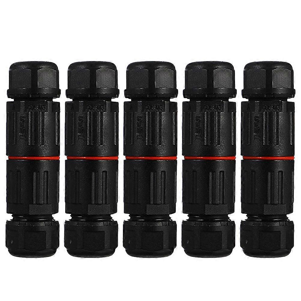 Black Electrical Connectors for Cable Use Flame Retardant Nylon IP68 Waterproof 5 Pieces