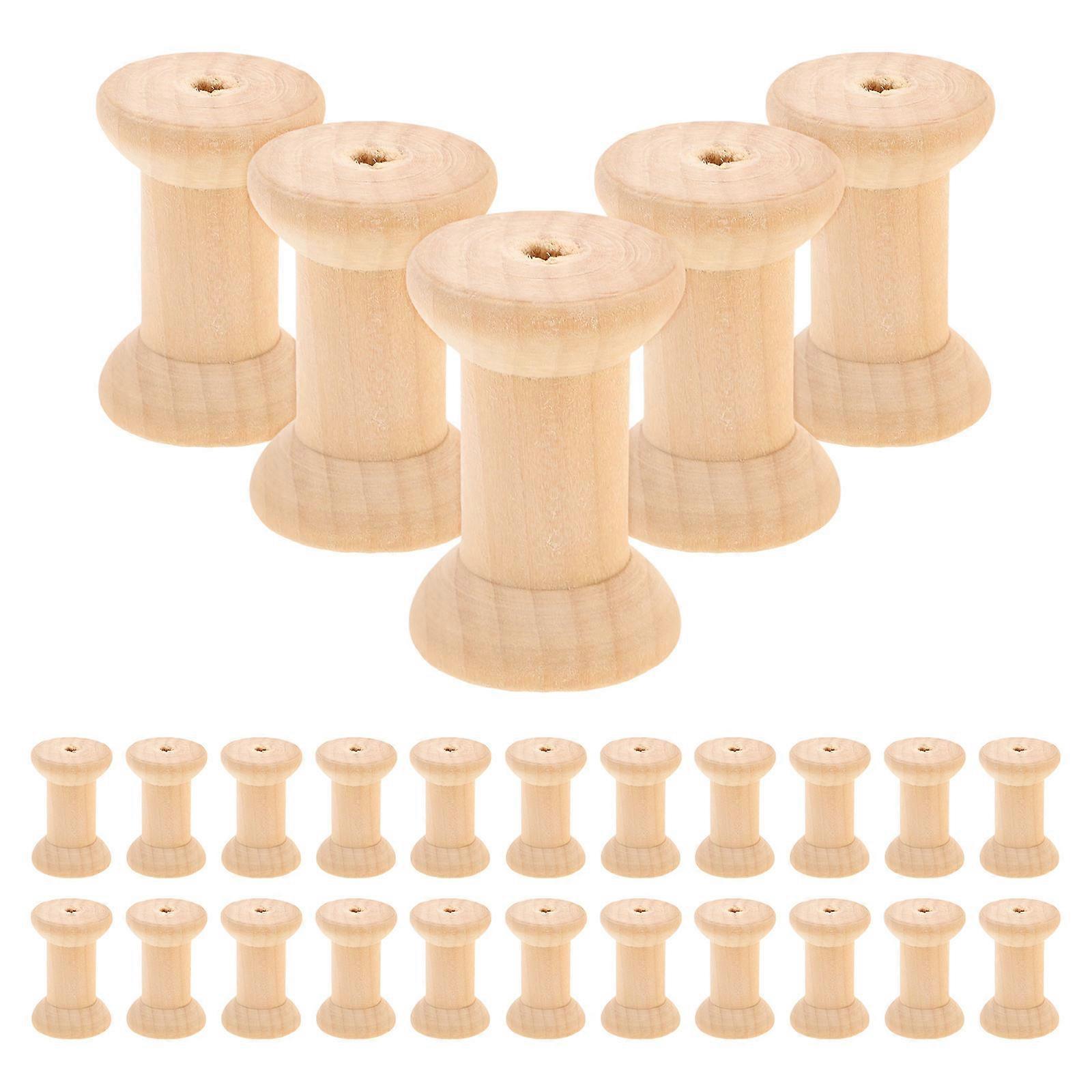 50pcs Unfinished Wooden Spools for Crafts, DIY Arts, Ribbon Storage, and Wood Projects – Ideal for Thread, Wire, and Weaving Applications