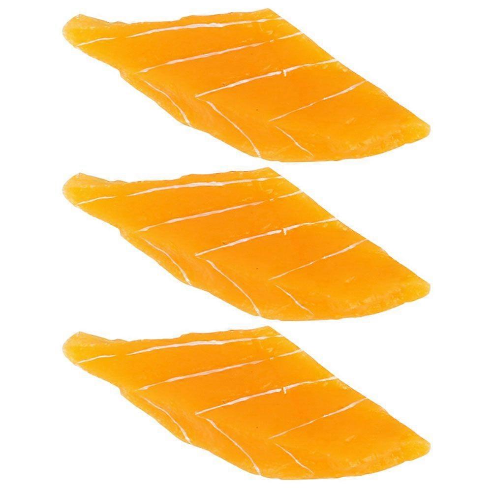 3pcs Simulation Salmon Model Realistic Fake Food Decoration Artificial Salmon Slice for Display And Decor