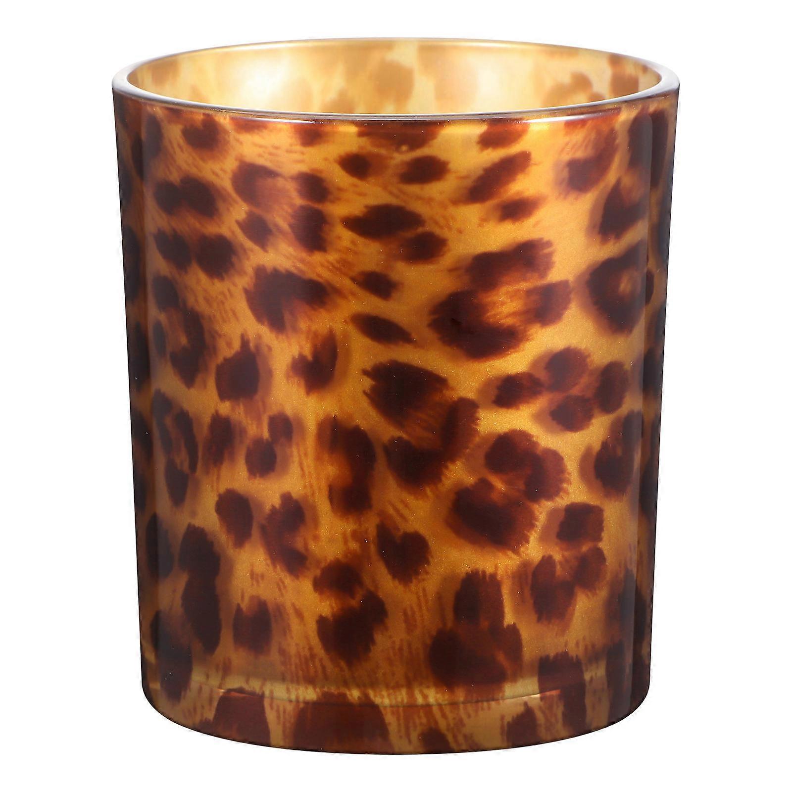Creative Leopard Print Glass Candle Holder for Bar Decoration, Stylish Desktop Decor, Unique Party Candlestick, Elegant Animal Print Design